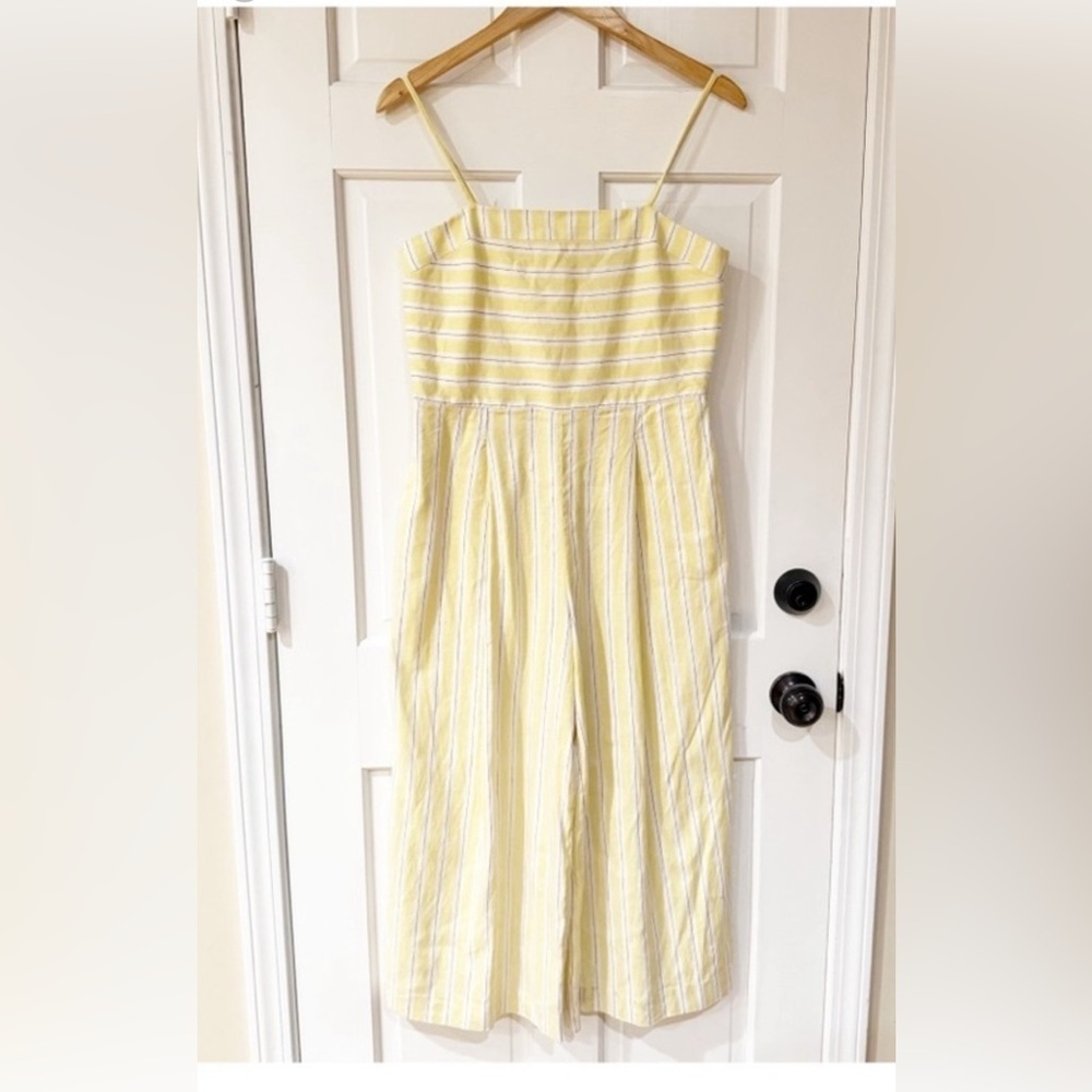 Banana Republic Jumpsuit 4 Linen Wide Leg Nautical Coastal Striped Adjustable